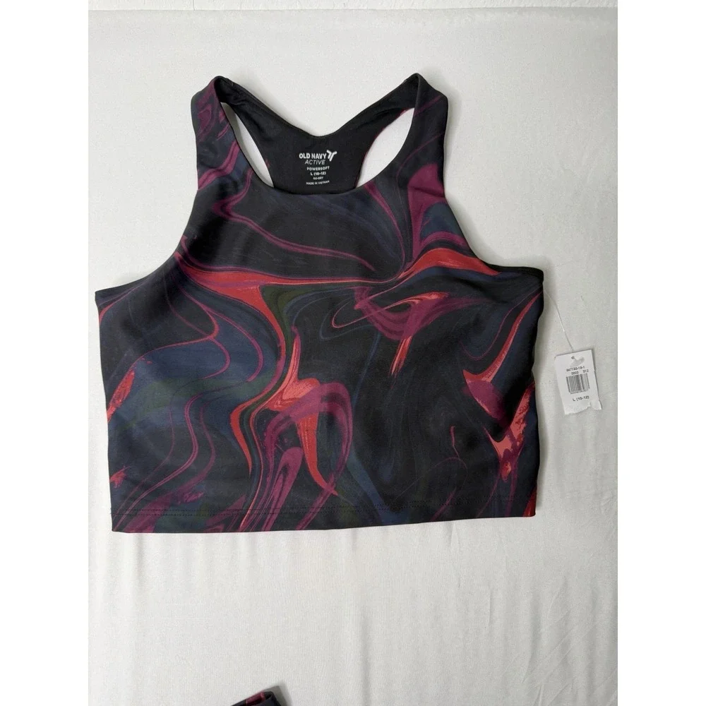 Old Navy Active Girls 2 Piece Activewear Set Size L (10-12) Marble Print NWT